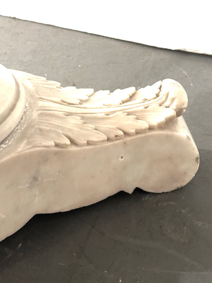 French Carrara Marble Round Pedestal Table — 19th Century