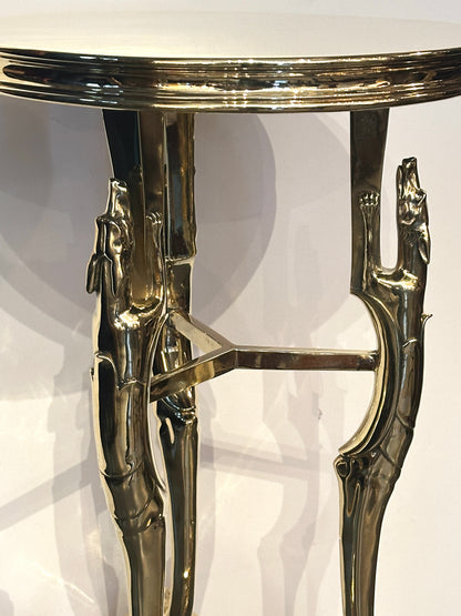 Solid Polished Bronze Athenian-Form Side Table. 20th Century