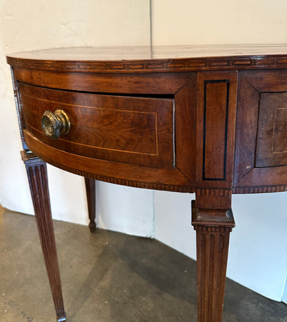 Tuscan Walnut Demilune Console Table-Circa 1850
