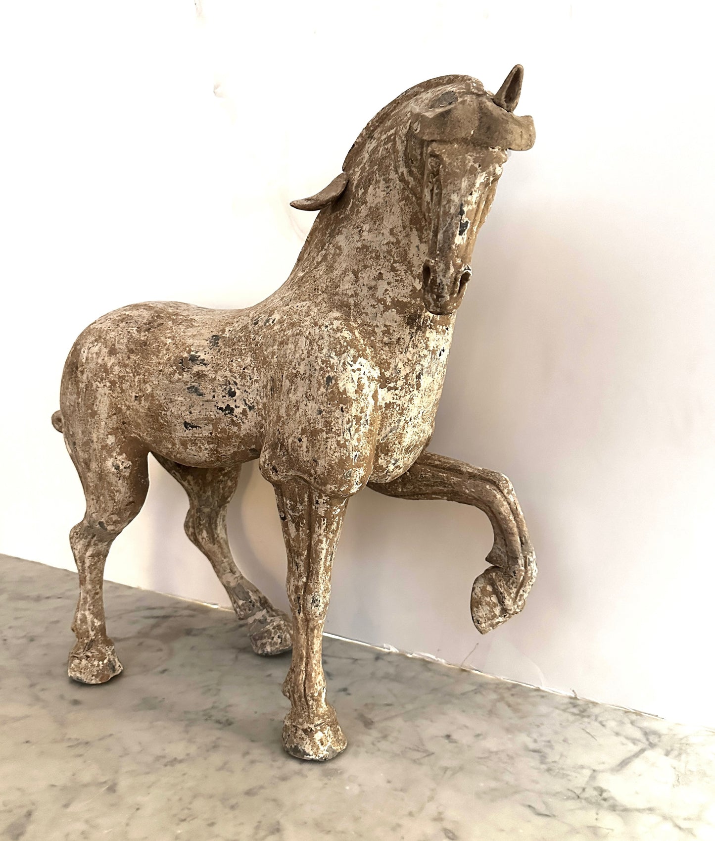 Pair Chinese Pottery Prancing Horse- Tang Period or Possibly Later