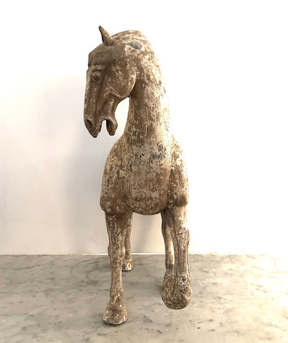 Pair Chinese Pottery Prancing Horse- Tang Period or Possibly Later