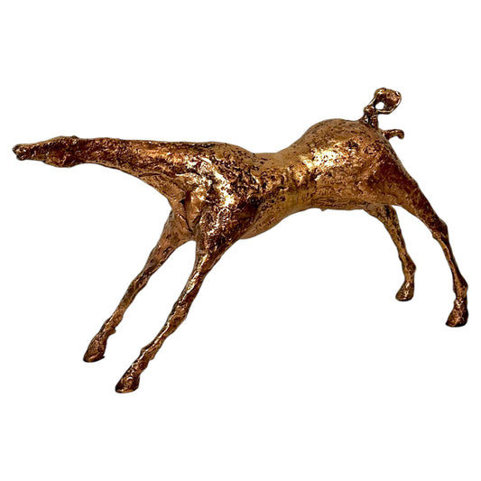 Hand-Cast Gilded Bronze Modern Horse Sculpture by Italian Artist Primo Conti