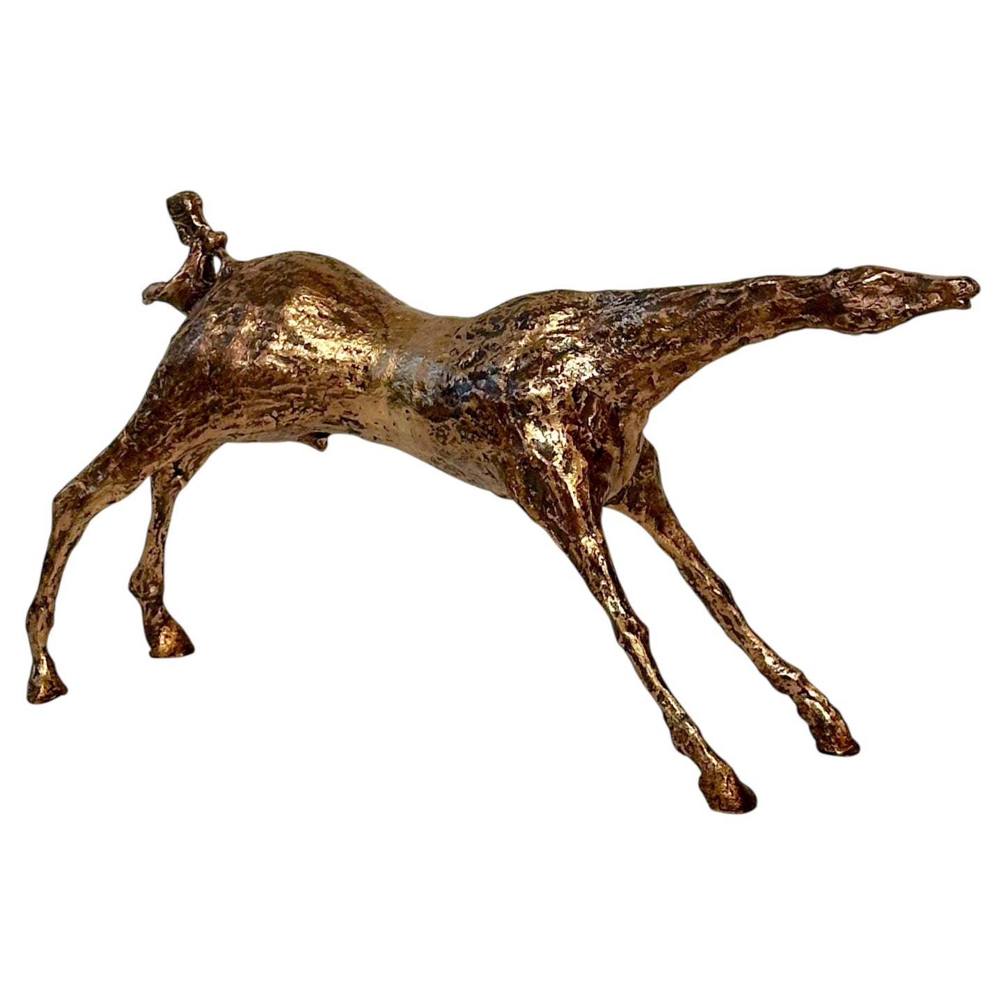 Hand-Cast Gilded Bronze Modern Horse Sculpture by Italian Artist Primo Conti