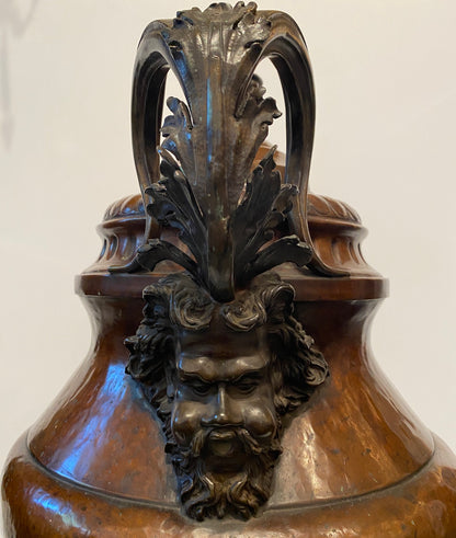 Copper Covered Urn with Bronze Mounts