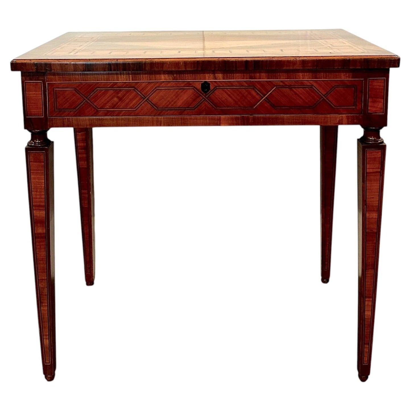 Italian Walnut, Pearwood and Olivewood Writing Desk  Circa 1825