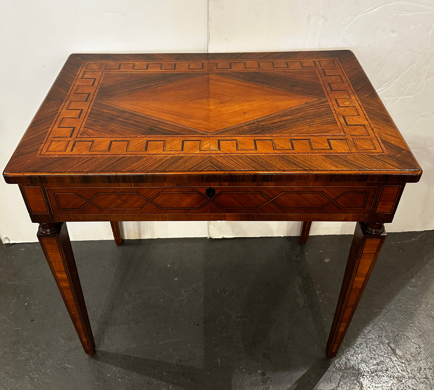 Italian Walnut, Pearwood and Olivewood Writing Desk  Circa 1825