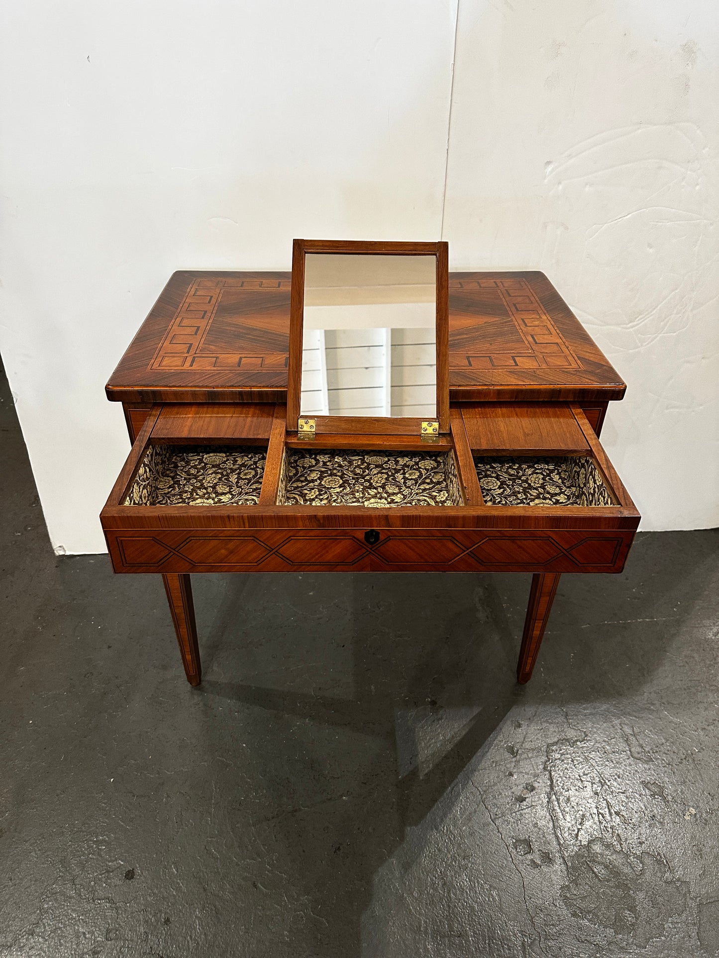 Italian Walnut, Pearwood and Olivewood Writing Desk  Circa 1825