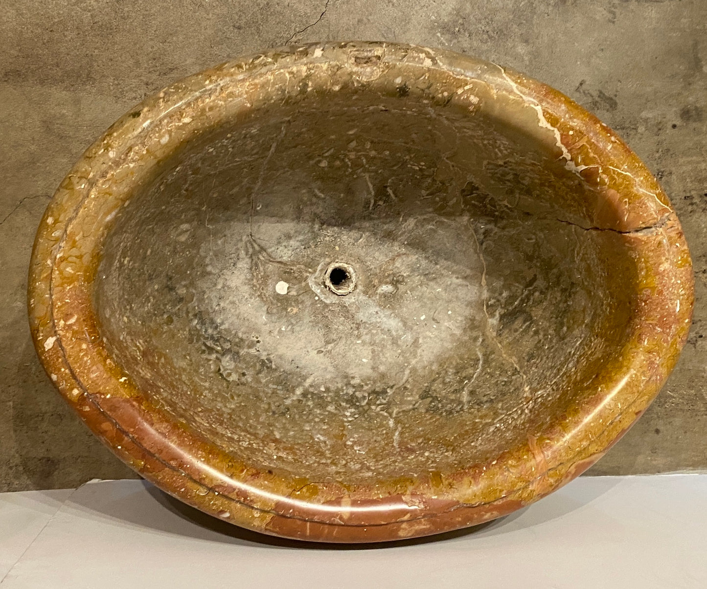 Rimmed Oval Marble Basin