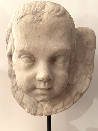 Mounted Carrara Marble Cherub