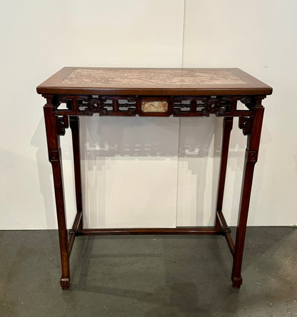 19th Century Chinese Hardwood Console Table with Marble Insets
