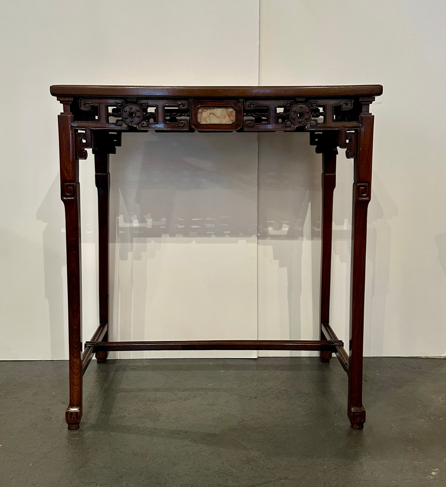 19th Century Chinese Hardwood Console Table with Marble Insets