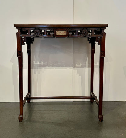 19th Century Chinese Hardwood Console Table with Marble Insets