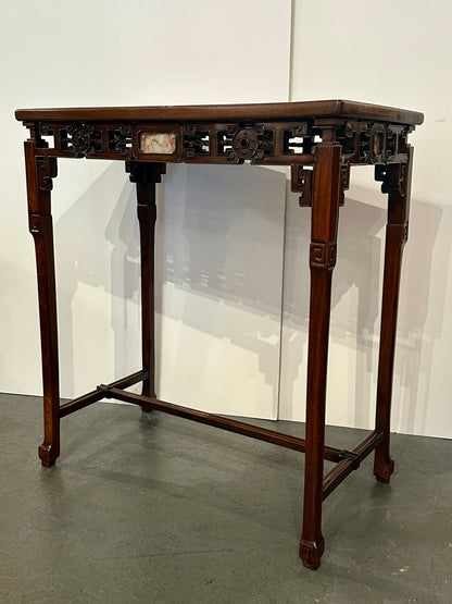 19th Century Chinese Hardwood Console Table with Marble Insets