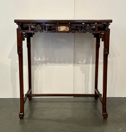 19th Century Chinese Hardwood Console Table with Marble Insets