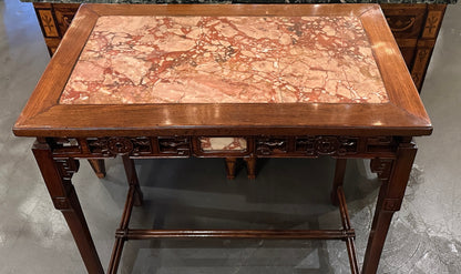 19th Century Chinese Hardwood Console Table with Marble Insets