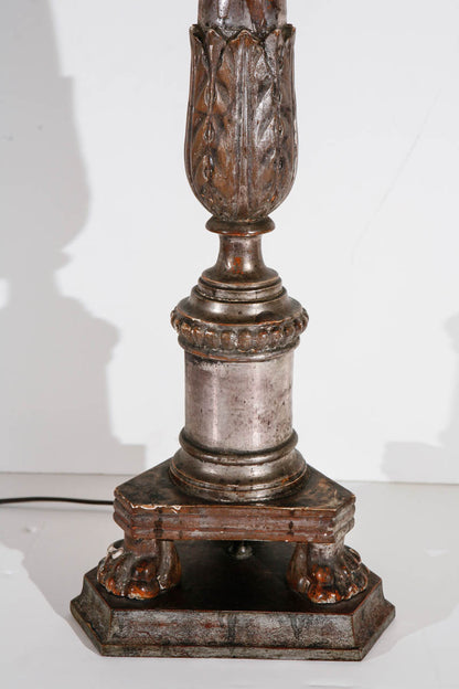 Italian, Silver Gilt Candlestick Lamps