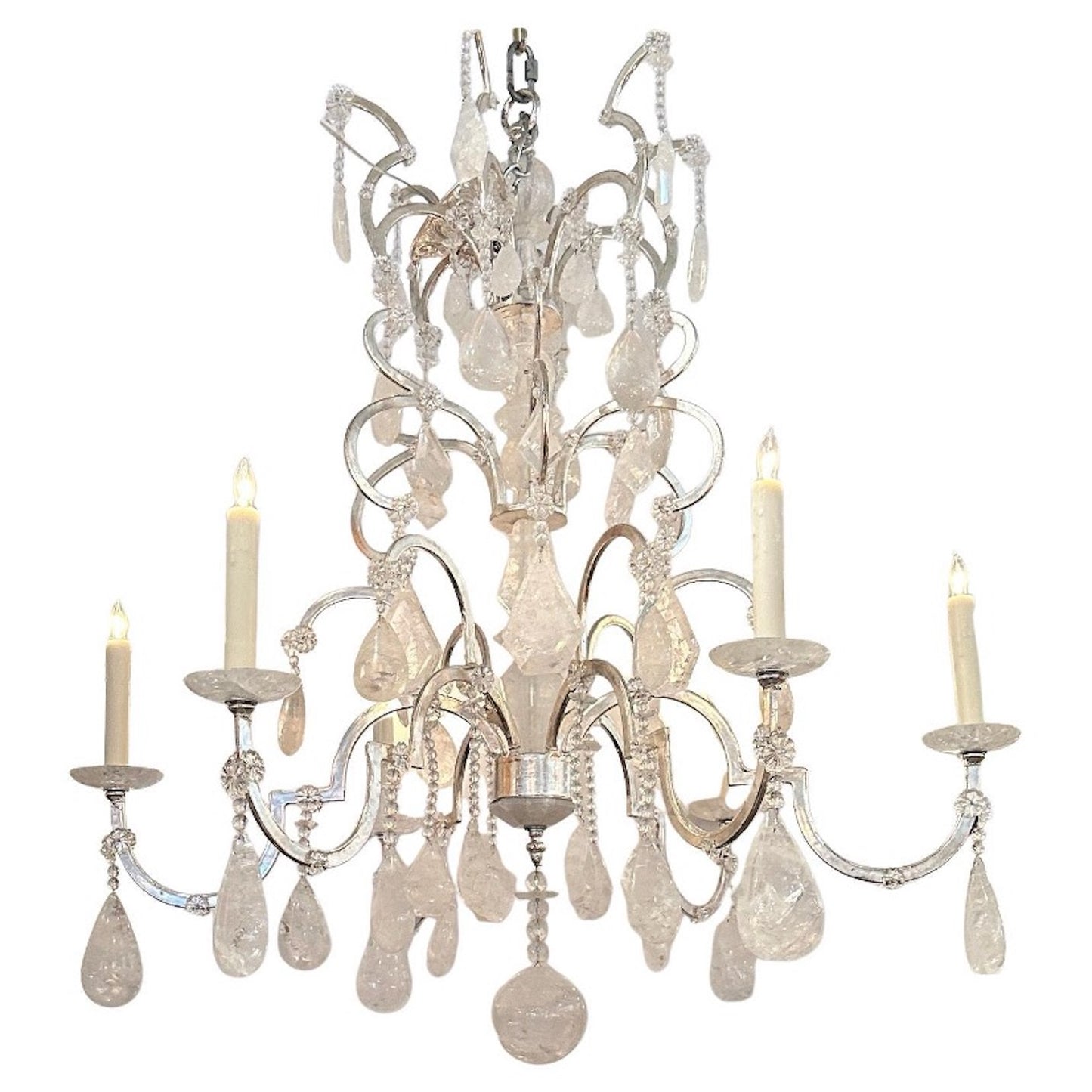 Modern Rock Crystal Chandelier.  2 Available