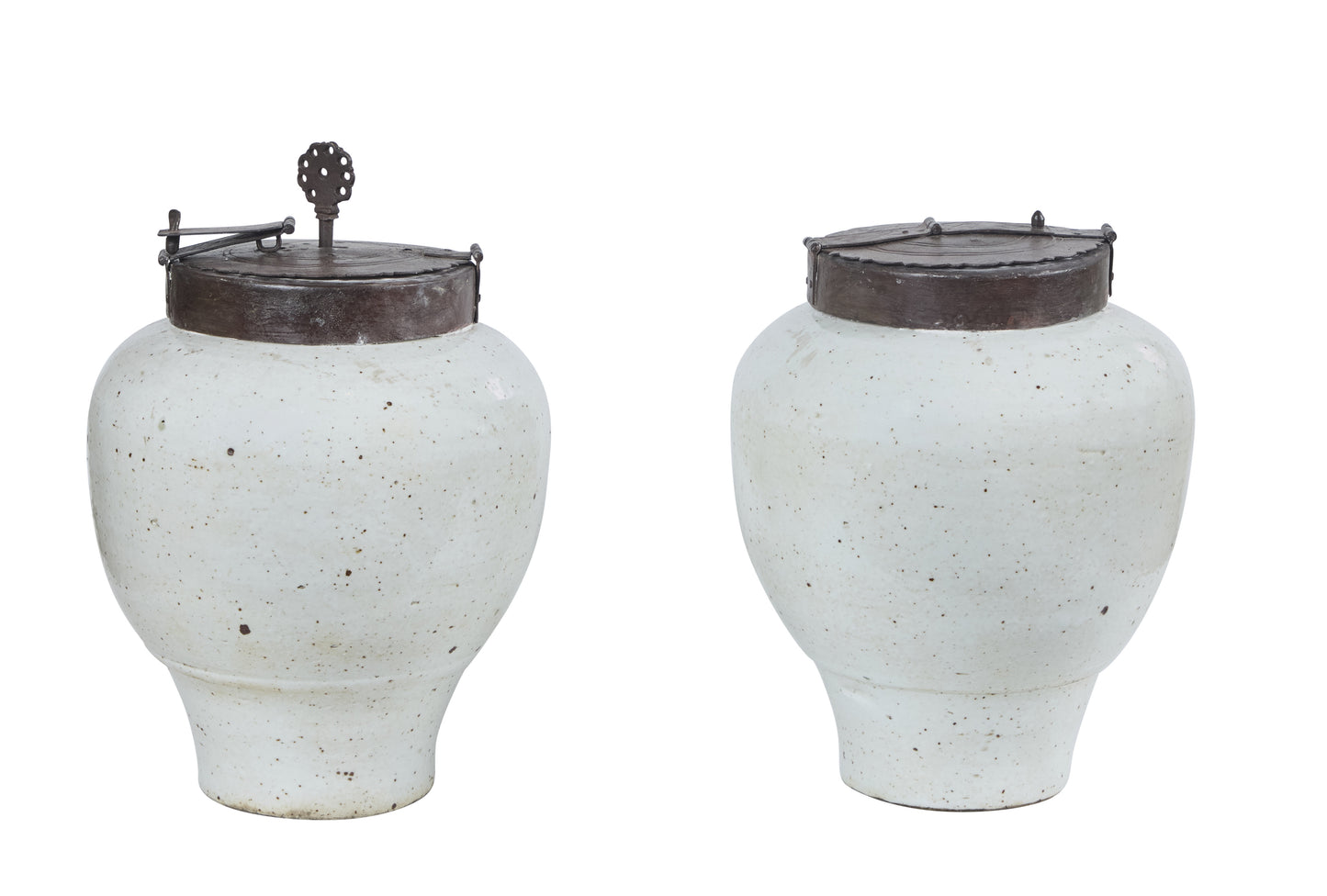 Pair Porcelain Glazed Tea Jars