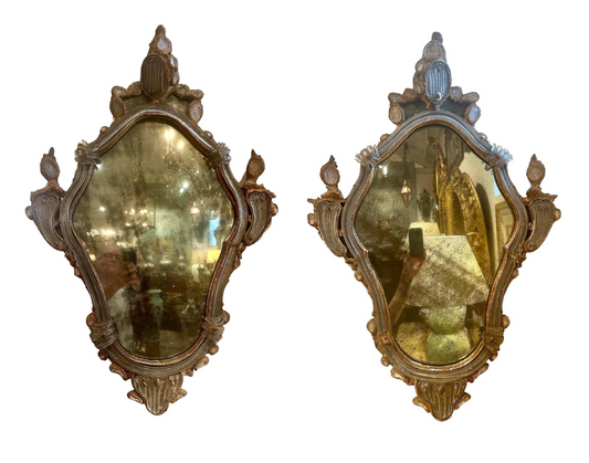 Pair Left/Right Gilt-wood Venetian Mirrors