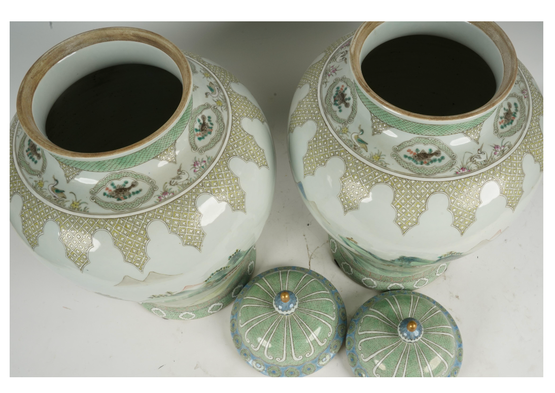 Pair of Hand-Painted Porcelain Jars