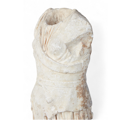 Ancient Carved Roman Goddess Diana Marble Torso Sculpture