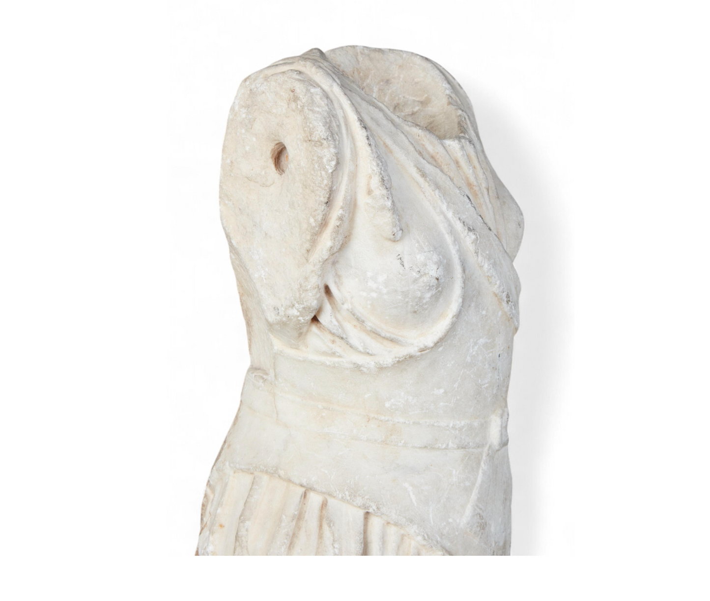 Ancient Carved Roman Goddess Diana Marble Torso Sculpture