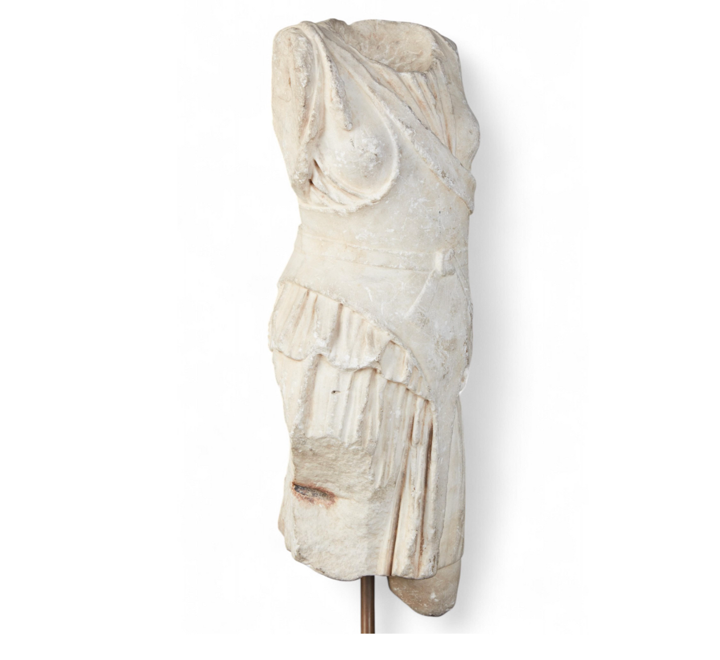 Ancient Carved Roman Goddess Diana Marble Torso Sculpture