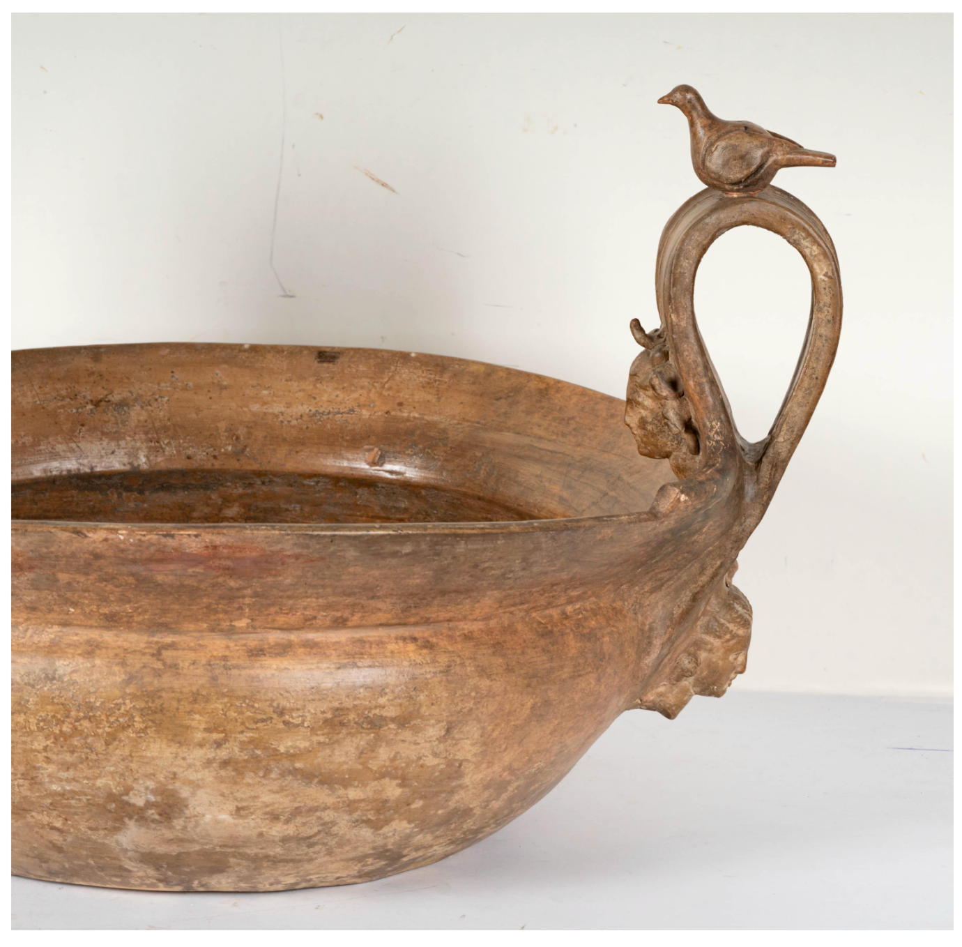 Charming Terracotta Basin  with Faces and Animal Detail