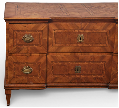 Late 18th Century Italian Walnut Marquetry and Parquetry 2 Drawer Commode