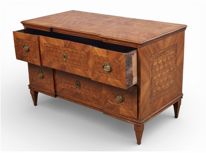 Late 18th Century Italian Walnut Marquetry and Parquetry 2 Drawer Commode