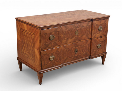 Late 18th Century Italian Walnut Marquetry and Parquetry 2 Drawer Commode