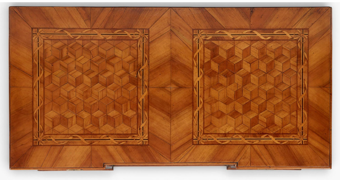 Late 18th Century Italian Walnut Marquetry and Parquetry 2 Drawer Commode