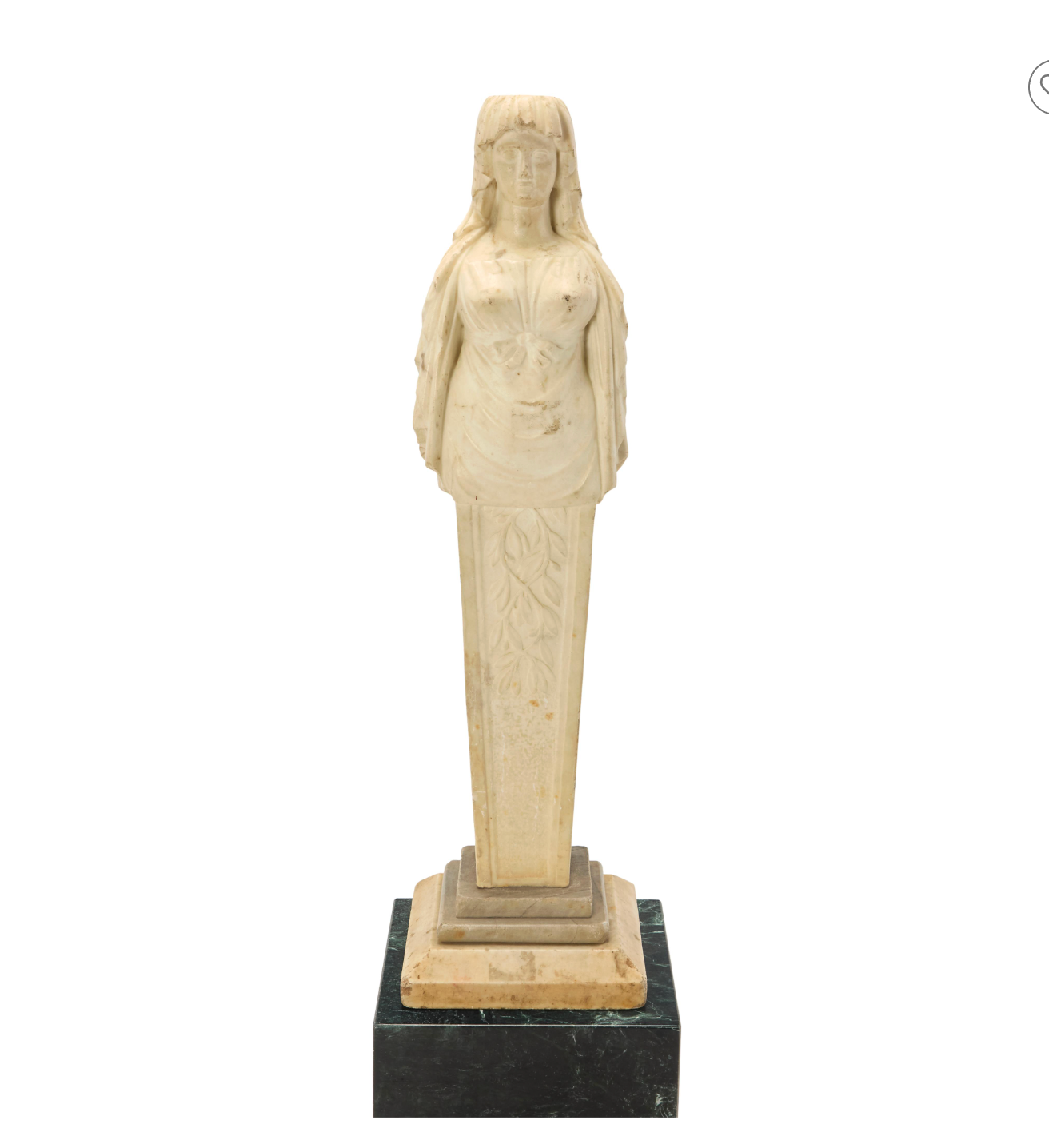 Late 18th/Early 19th Century-Hand-Carved Marble Herm of a Maiden on A Later Marble Plinth