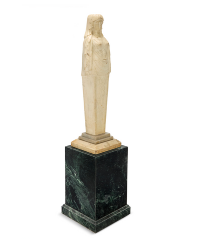 Late 18th/Early 19th Century-Hand-Carved Marble Herm of a Maiden on A Later Marble Plinth