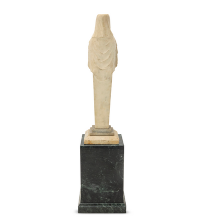 Late 18th/Early 19th Century-Hand-Carved Marble Herm of a Maiden on A Later Marble Plinth