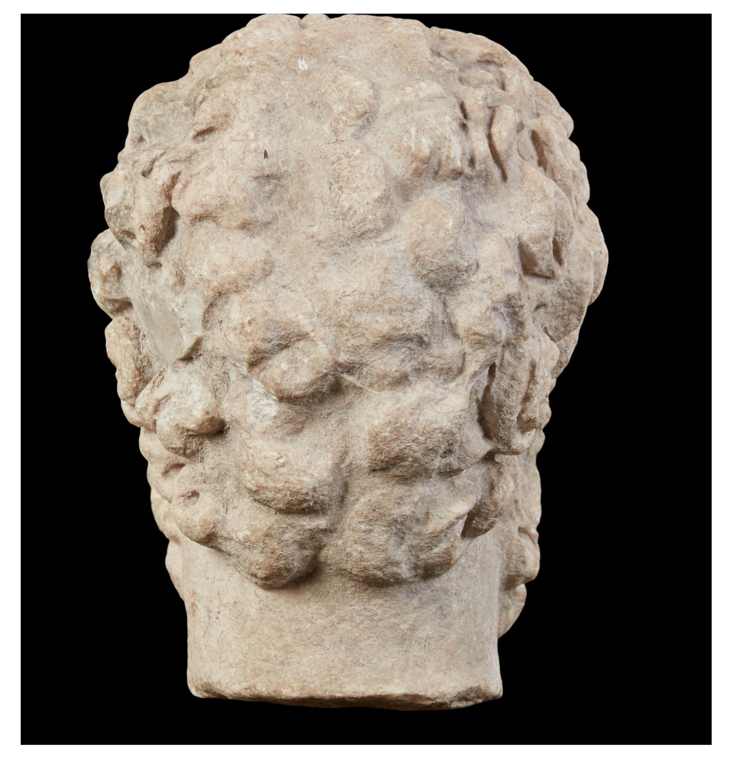 Roman Marble Head of a Bearded Man.  Roman Imperial Period, Late 2nd Century C.E.