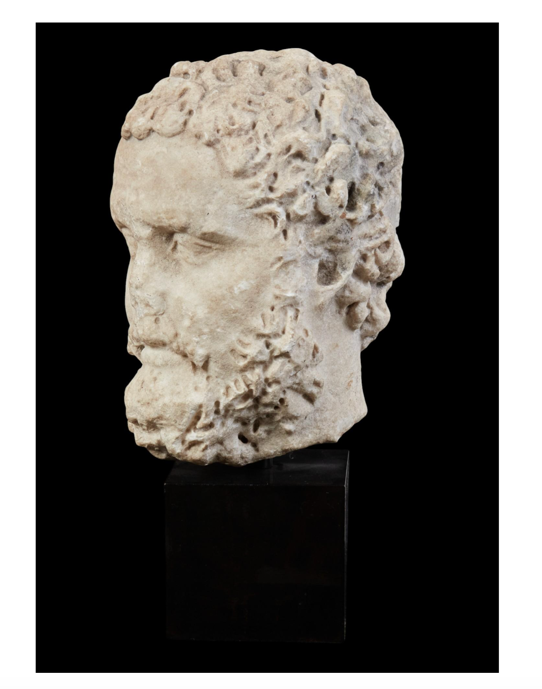 Roman Marble Head of a Bearded Man.  Roman Imperial Period, Late 2nd Century C.E.