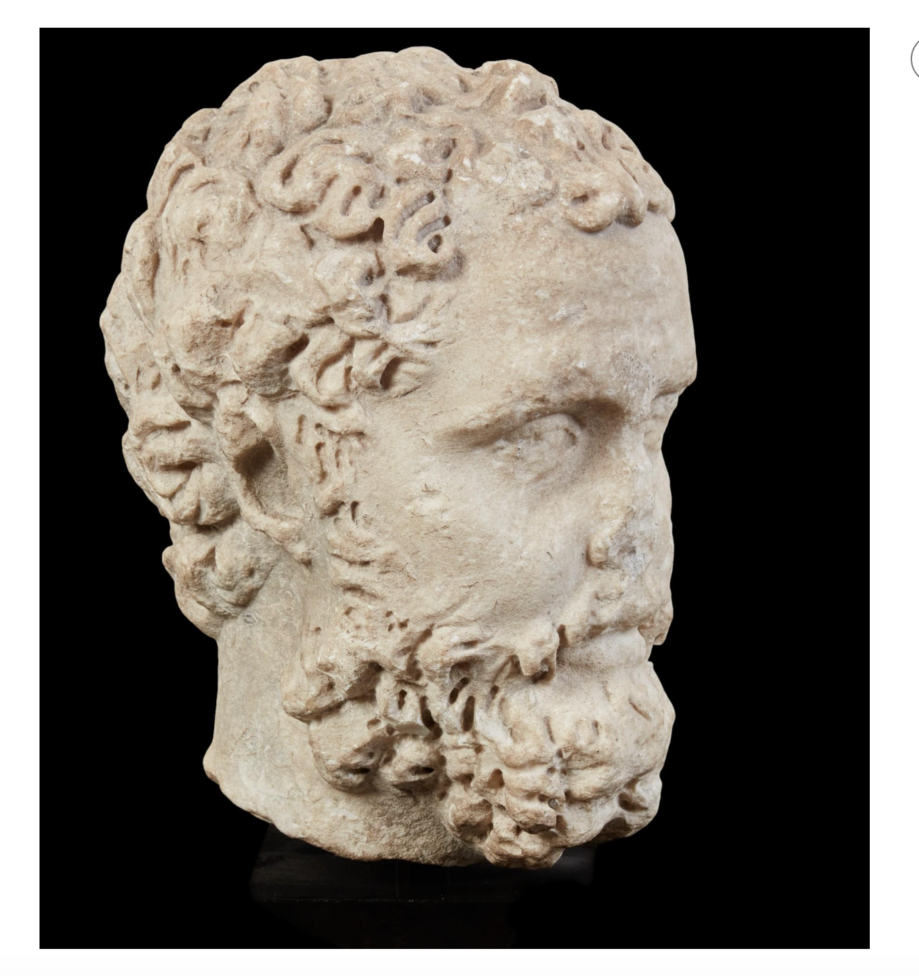 Roman Marble Head of a Bearded Man.  Roman Imperial Period, Late 2nd Century C.E.