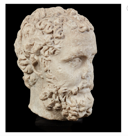 Roman Marble Head of a Bearded Man.  Roman Imperial Period, Late 2nd Century C.E.