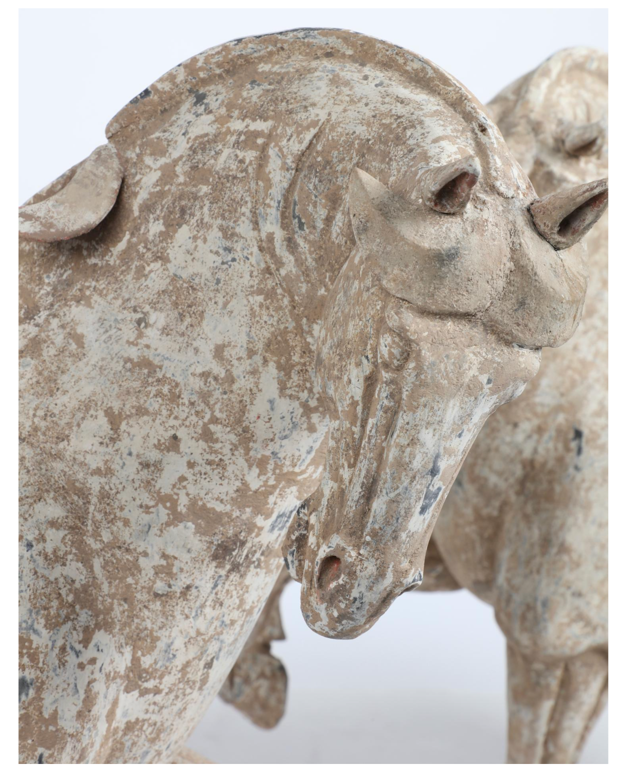 Pair of Chinese Pottery Prancing Horses Tang Period or Possibly Later