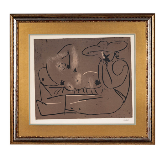 Femme Couchee et Homme au Grand Chapeau by Pablo Picasso