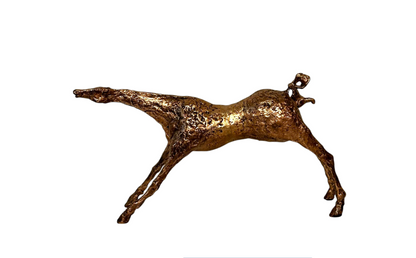 Hand-Cast Gilded Bronze Modern Horse Sculpture by Italian Artist Primo Conti
