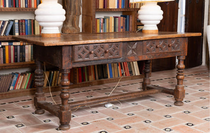 Spanish Baroque Walnut Library Table