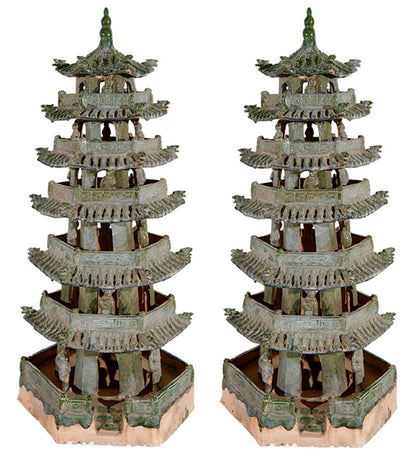 Pair Terra Cotta Pagodas