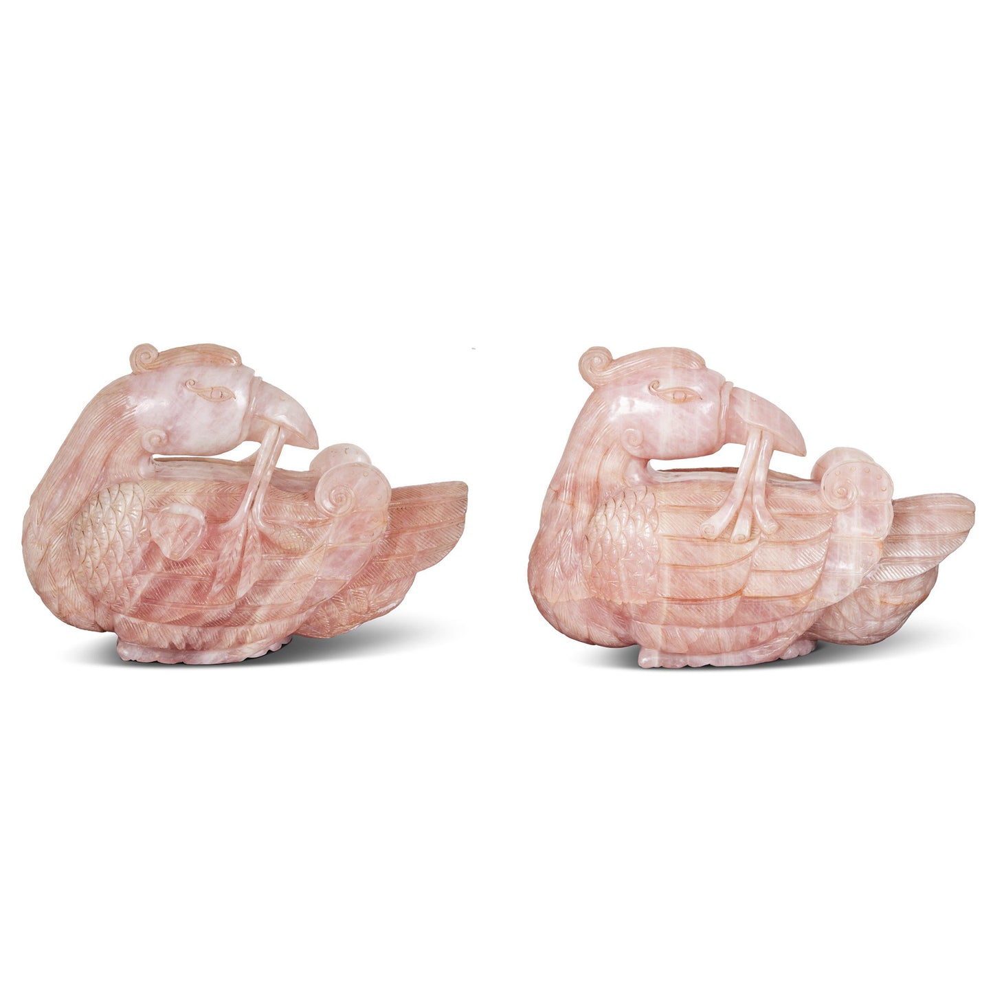 Solid Rose Quartz Bird Sculptures