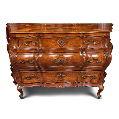 Louis XV Style Walnut and Parquetry Commode