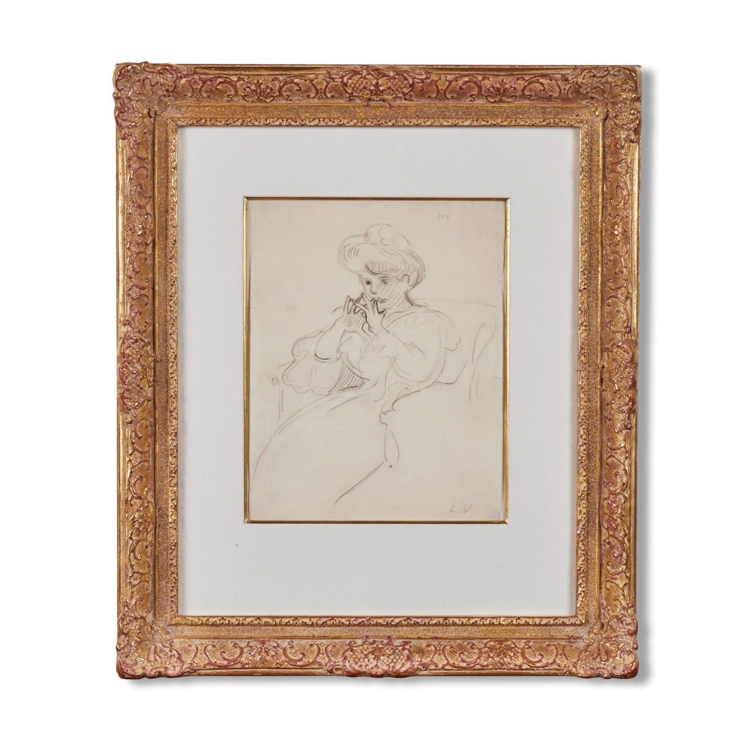 Antique, Pencil Portrait of a Woman