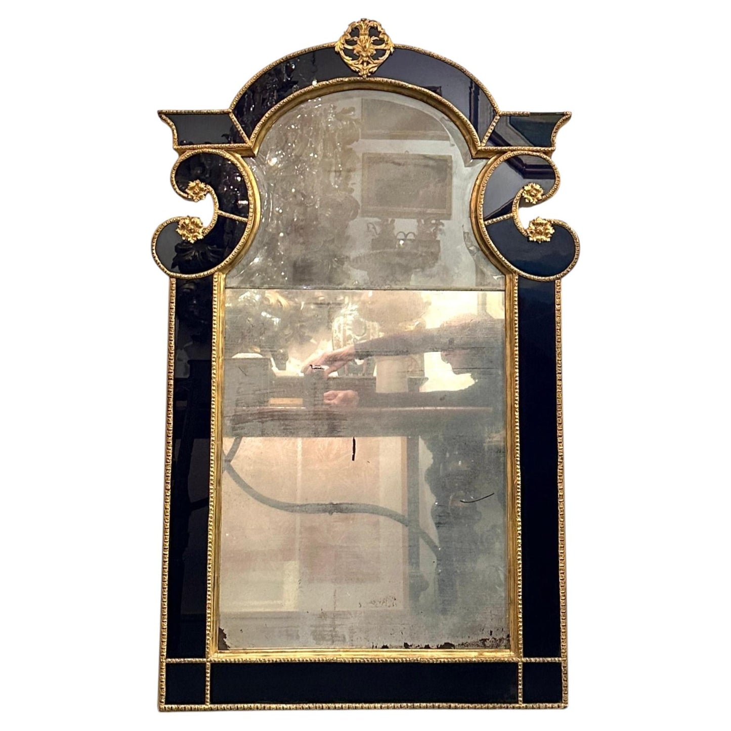 Mid-19th Century Cobalt Glass & Gilted Baltic Wall Mirror –
