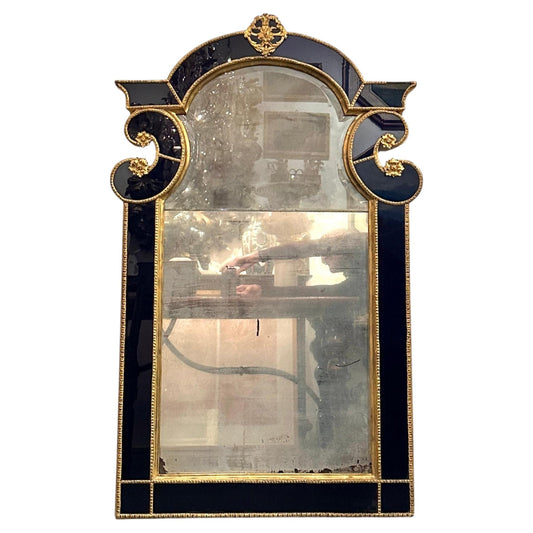 Mid-19th Century Cobalt Glass & Gilted Baltic Wall Mirror –