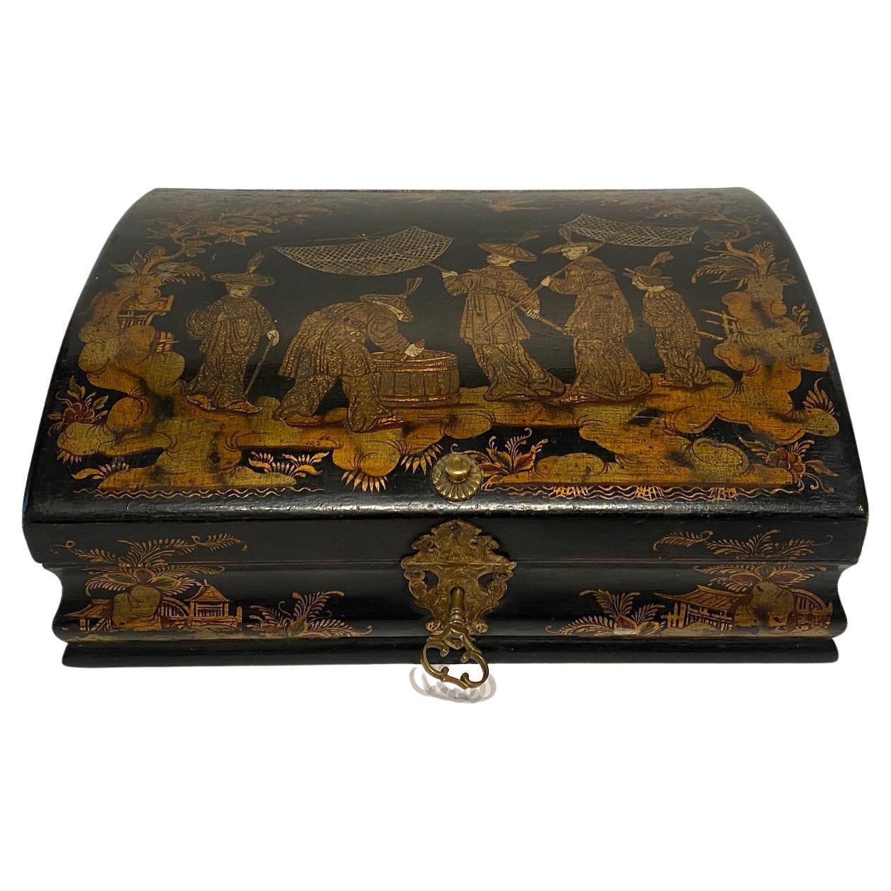 Chinoiserie Lacquered Wig Box